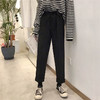 韩版宽松加厚松紧腰休闲高腰直筒毛呢显瘦裤长裤学生裤子七夕情人节 商品缩略图1