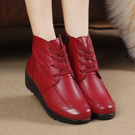 MLD-8305冬季坡跟防滑加绒保暖棉鞋系带短靴 XCX 商品图2