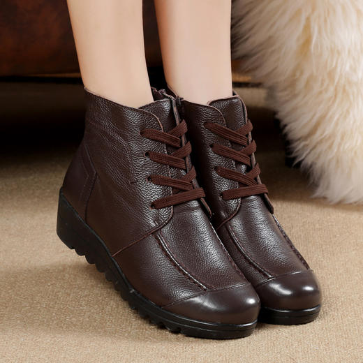 MLD-8305冬季坡跟防滑加绒保暖棉鞋系带短靴 XCX 商品图1