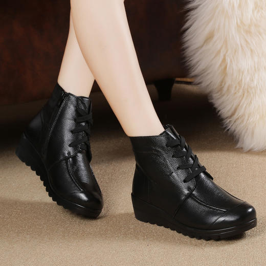 MLD-8305冬季坡跟防滑加绒保暖棉鞋系带短靴 XCX 商品图3