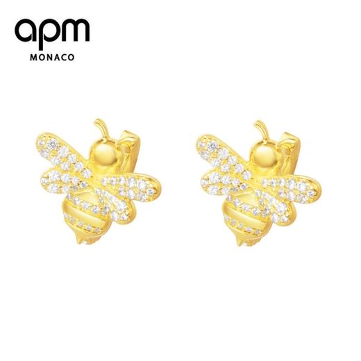 【授权商品】APM MONACO 女士金黄色925银镶晶钻蜜蜂耳环 AE10263OXY 商品图0