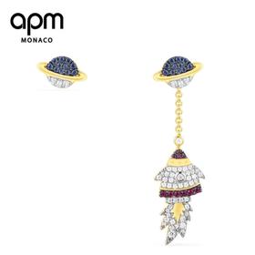 【授权商品】APM MONACO 女士金色925银锆石不对称多色火箭耳环套装 AE10555MY
