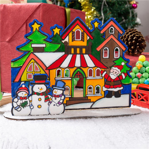 圣诞节立体涂色木质雪人城堡创意小礼物幼儿园手工diy装饰圣诞树 商品图1