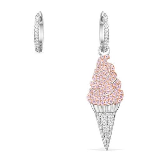 【品牌授权】APM MONACO 女士不对称纯银镶粉色晶钻冰激凌造型耳环 AE10579XORW 商品图0