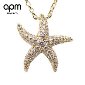 【授权商品】APM MONACO 金黄色纯银镶晶钻海星项链 AC3178OXY