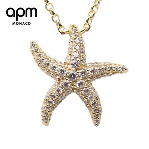 【授权商品】APM MONACO 金黄色纯银镶晶钻海星项链 AC3178OXY 商品图0