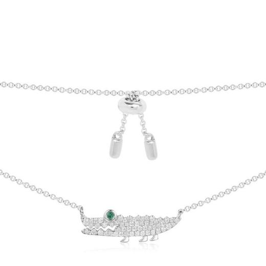 ·【品牌授权】APM MONACO 女士纯银镶晶钻小鳄鱼造型项链 AC3896KGX 商品图0