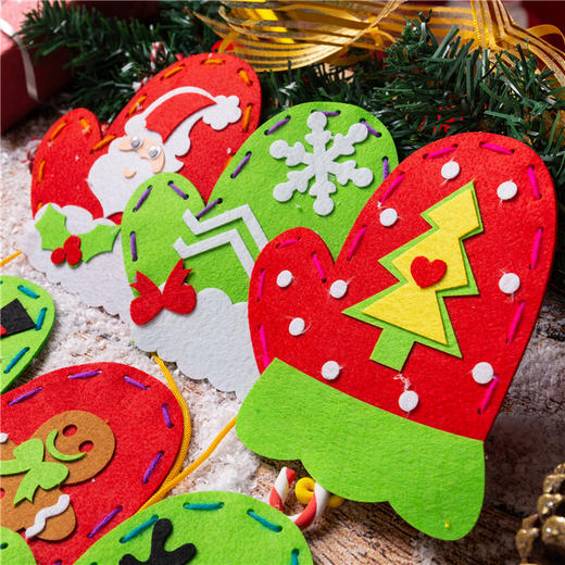 圣诞节小礼物手套手工diy圣诞手套幼儿园创意装饰材料圣诞树装饰 商品图1