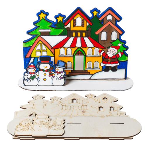 圣诞节立体涂色木质雪人城堡创意小礼物幼儿园手工diy装饰圣诞树 商品图3