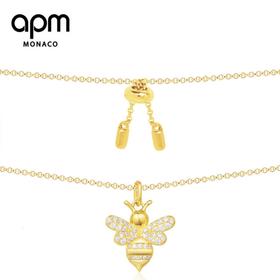 【授权商品】APM MONACO 女士金黄色纯银项链配镶晶钻蜜蜂吊饰 AC3657OXY
