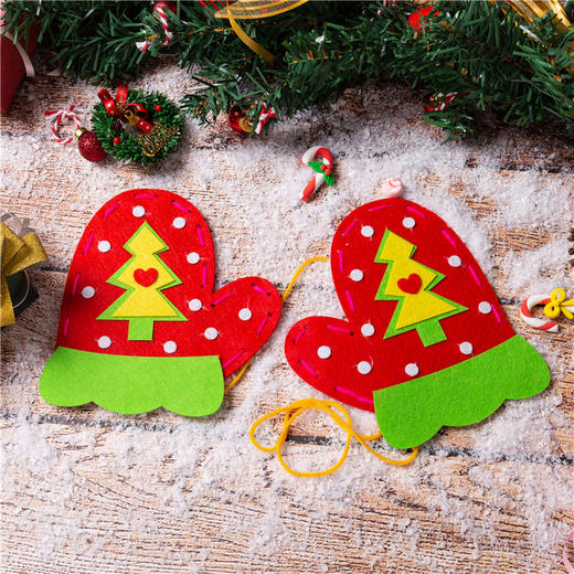 圣诞节小礼物手套手工diy圣诞手套幼儿园创意装饰材料圣诞树装饰 商品图6