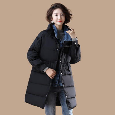 mj 001 大码假两件棉服女中长款韩版加厚棉袄外套2019年新款