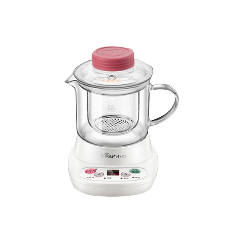 BEAR/小熊 养生壶 YSH-A03C5 0.4L+玻璃滤网,时尚外观,9.5小时预约功能,12小时保温,5分钟提壶程序记忆功能,分体式结构设计,加厚高硼硅玻璃壶身JPY带授权招加盟代理