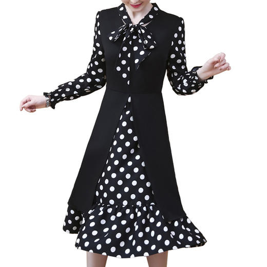 AHM-zmsp942加绒大码女装系带领过膝长裙 XCX 商品图4