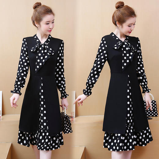 AHM-zmsp942加绒大码女装系带领过膝长裙 XCX 商品图2