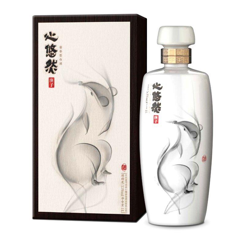 心悠然（灵鼠）鼠年生肖酒 酱香型白酒 53度 1L 礼盒装
