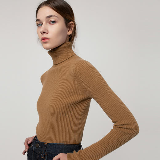 322设计款女士纯山羊绒双翻高领套头衫 商品图1