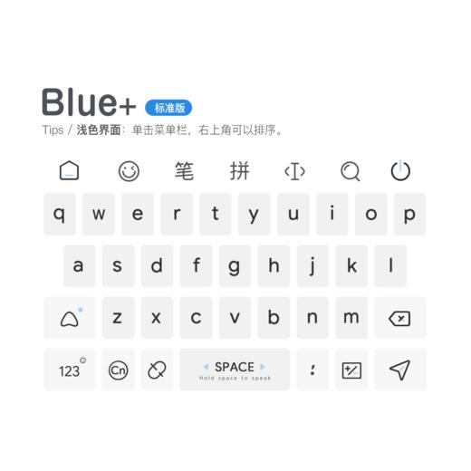 《Blue+》浅色+深色全套 / 拓展性功能增强版+标准工具栏 / 动效皮肤 / 百度输入法 商品图2