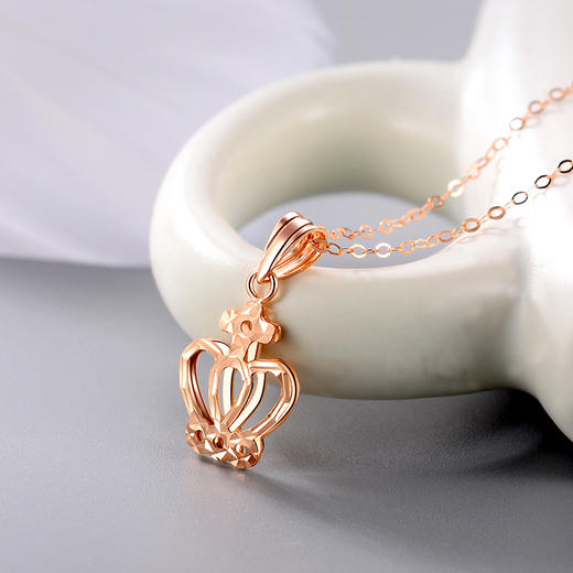 中银金行18k金吊坠au750玫瑰金吊坠彩金吊坠皇冠吊坠锁骨链女dsck0002