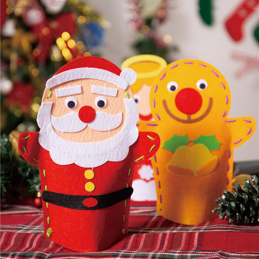 圣诞节礼物手工diy不织布手偶圣诞老人手偶幼儿园儿童制作材料包