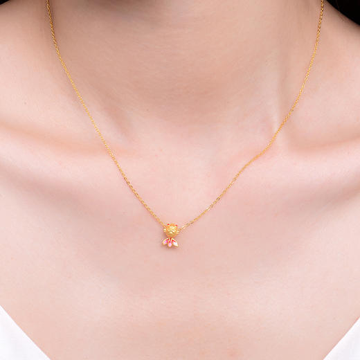 中银金行黄金金鱼吊坠女款足金吊坠波妞烤漆小金鱼挂坠送礼黄金吊坠重量约0.15g赠银项链DSCA0127 商品图3