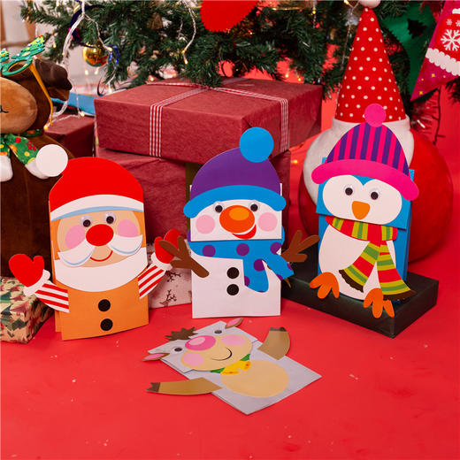 圣诞节手工diy创意装饰小礼物纸袋手偶制作材料包幼儿园圣诞树 商品图2