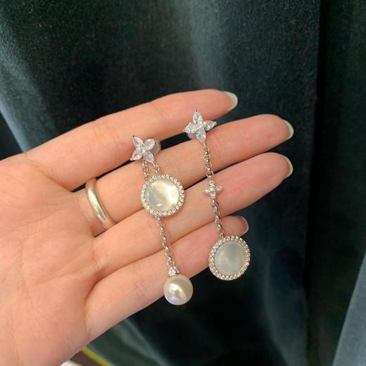 高级女人味apm白贝母珍珠吊坠耳环