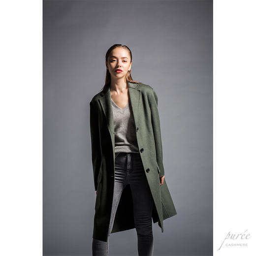 #0714 Everyday Cocoon Coat 单排扣茧型大衣 苍绿色 商品图1