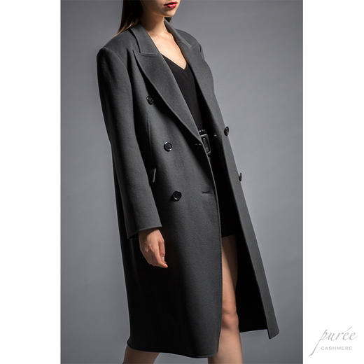 #0823 Double-breasted Power Coat 双排扣气场大衣 林雾灰 商品图4