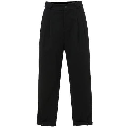 乔万尼黑色修身显瘦哈伦裤时尚简约直筒长裤休闲裤冬EN4F850 商品图4