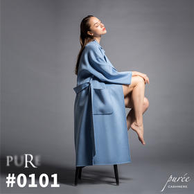 #0101 Oversized Self-belt Coat 慵懒廓形腰带大衣 雾蓝色