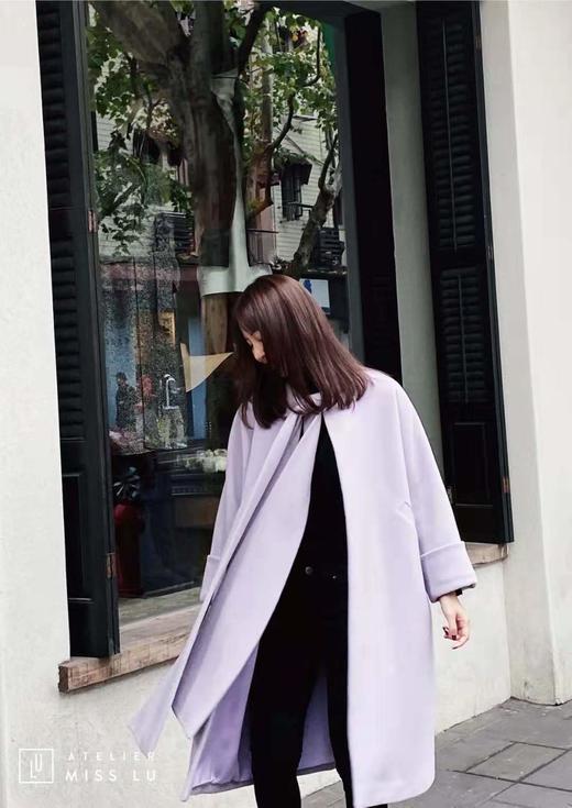 AtelierMissLu / Lavanda-系带蝴蝶结香芋紫大衣 商品图3