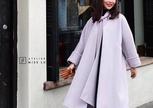 AtelierMissLu / Lavanda-系带蝴蝶结香芋紫大衣 商品图8