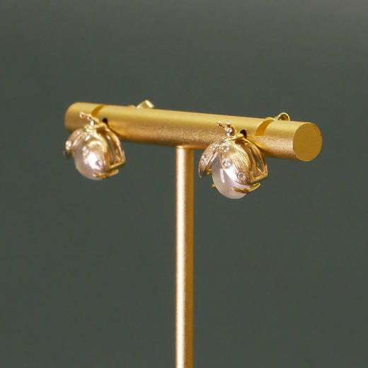 「流萤」白冰翡翠钻石18K黄金耳钉【定制40天/需询价】 商品图2