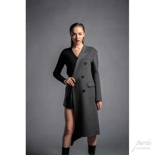 #0823 Double-breasted Power Coat 双排扣气场大衣 林雾灰 商品图5