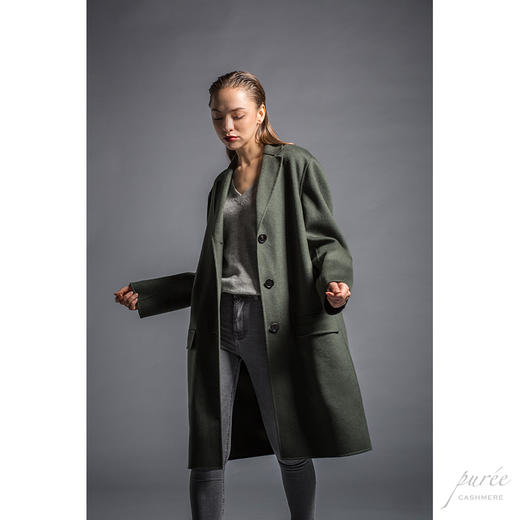 #0714 Everyday Cocoon Coat 单排扣茧型大衣 苍绿色 商品图2
