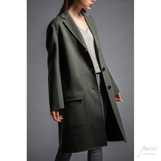 #0714 Everyday Cocoon Coat 单排扣茧型大衣 苍绿色 商品图6