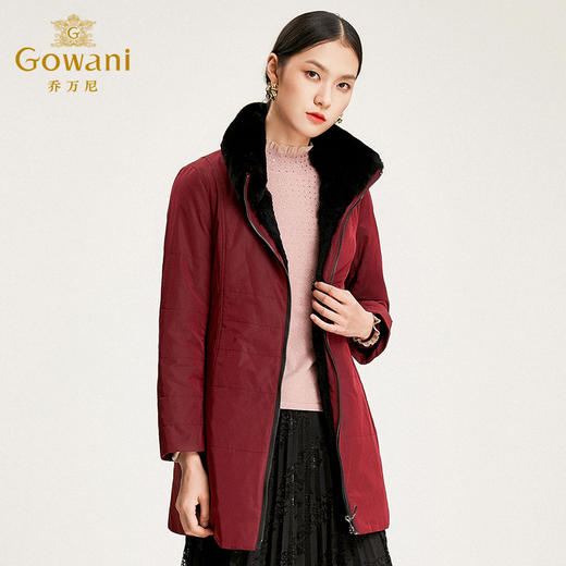 乔万尼派克服冬季修身显瘦外套女保暖毛领皮草中长款EN4N781 商品图1