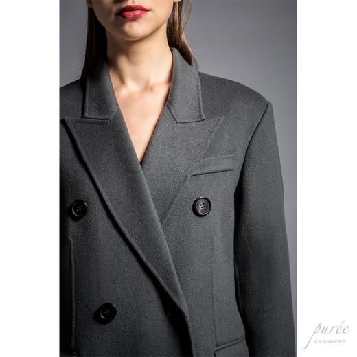 #0823 Double-breasted Power Coat 双排扣气场大衣 林雾灰 商品图7