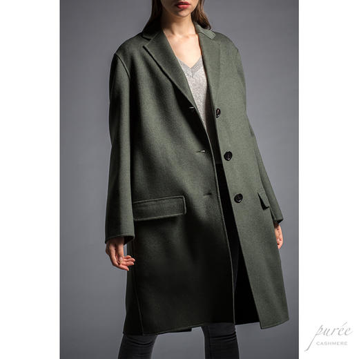 #0714 Everyday Cocoon Coat 单排扣茧型大衣 苍绿色 商品图5