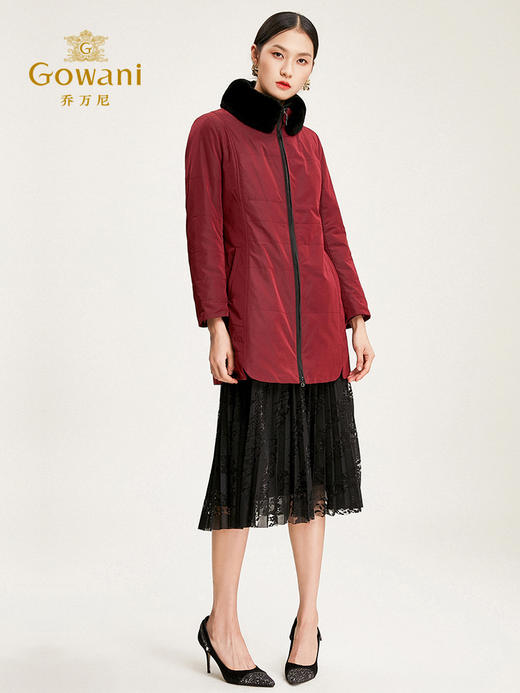 乔万尼派克服冬季修身显瘦外套女保暖毛领皮草中长款EN4N781 商品图2