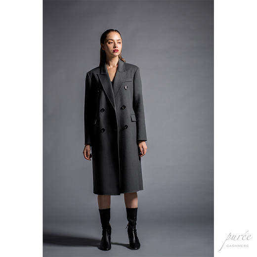 #0823 Double-breasted Power Coat 双排扣气场大衣 林雾灰 商品图2