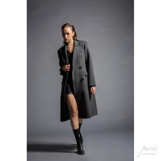 #0823 Double-breasted Power Coat 双排扣气场大衣 林雾灰 商品图3