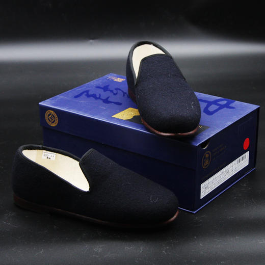 内联升男鞋手工棉鞋镶芯皮底冬季保暖羊毛毡呢大舌棉鞋7146A 商品图1