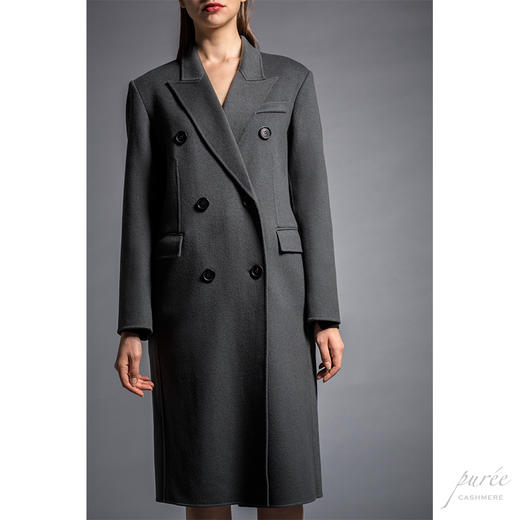 #0823 Double-breasted Power Coat 双排扣气场大衣 林雾灰 商品图6