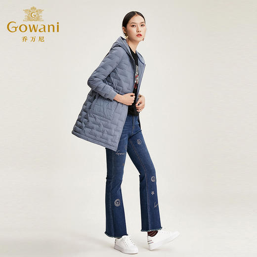 乔万尼羽绒服时尚白鸭绒冬季连帽外套中长款EN4T779 商品图1