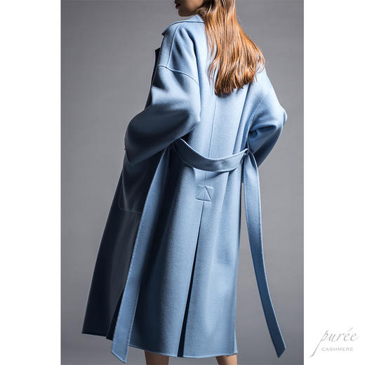 #0101 Oversized Self-belt Coat 慵懒廓形腰带大衣 雾蓝色 商品图11