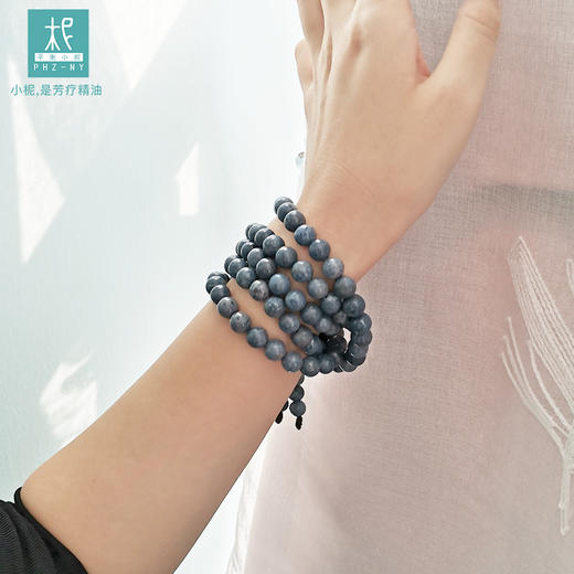  108颗 蓝珊瑚 白玛瑙/樱花玛瑙 多圈扩香手串  佛 汉服 国风   滴精油  商品图2
