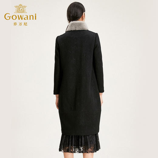 【绵羊毛水貂毛领】乔万尼毛呢大衣流行中长款黑色大衣冬季气质毛呢外套女EN4A721 商品图3