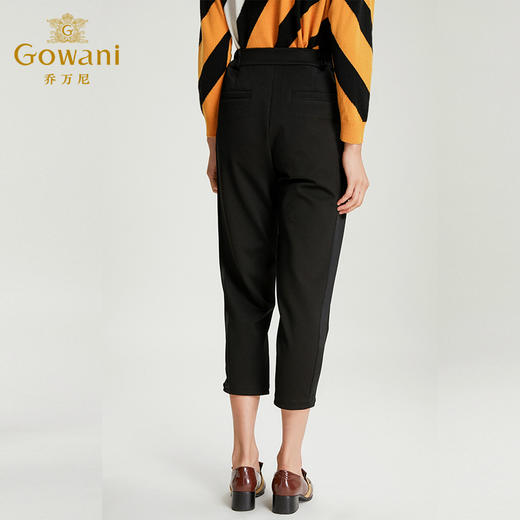 乔万尼黑色修身显瘦哈伦裤时尚简约直筒长裤休闲裤冬EN4F850 商品图3